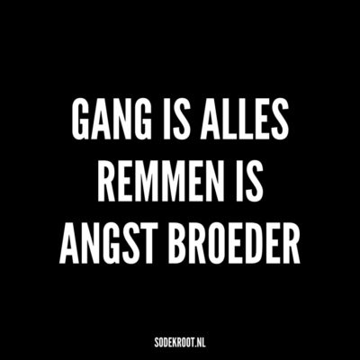 gang is alles remmen is angst broeder
