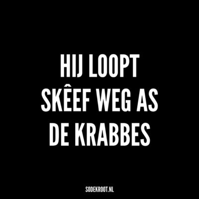 hij loopt skeef weg as de krabbes