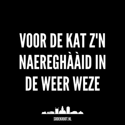 Voor de kat z’n naereghààid in de weer weze